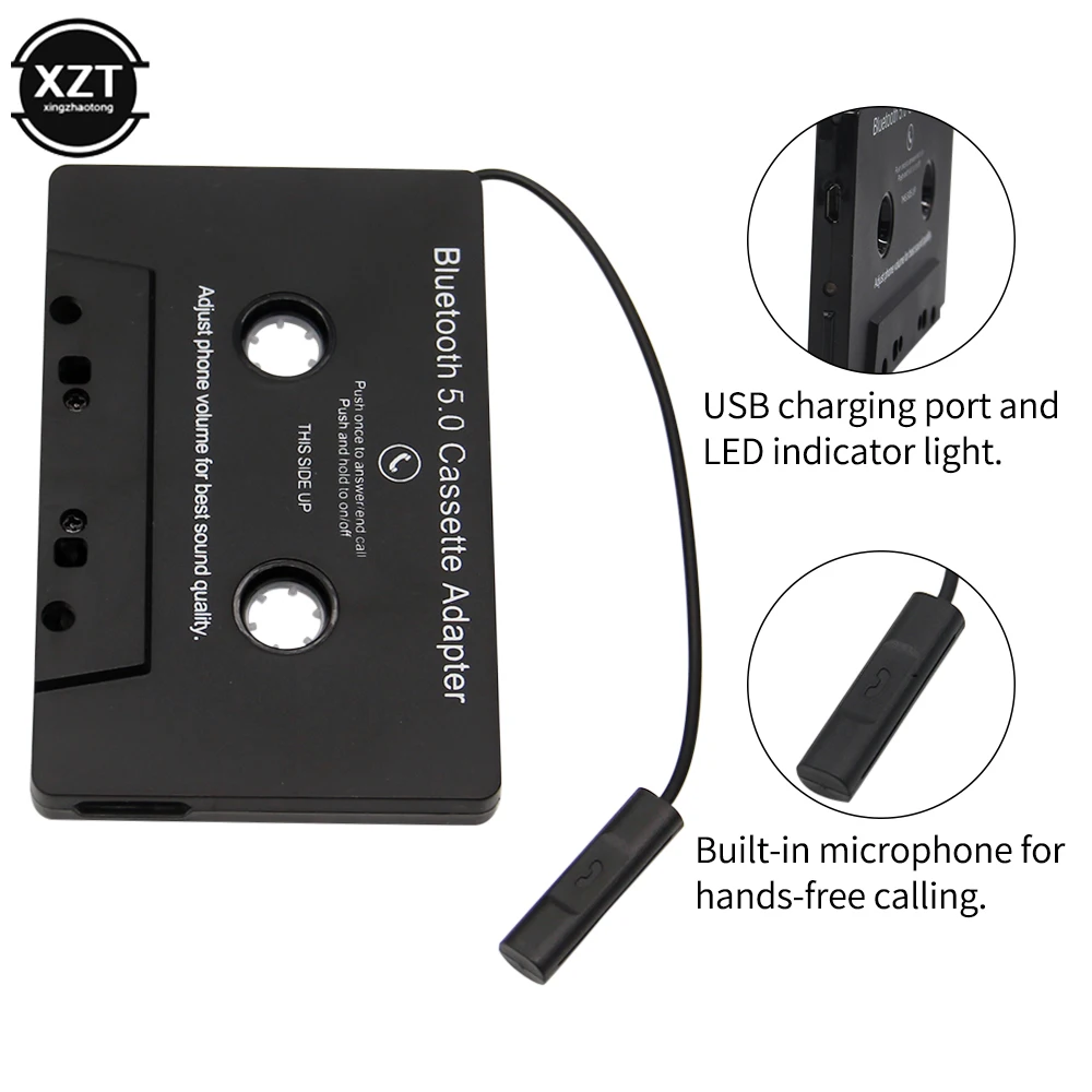 Car Cassette Bluetooth 5.0 Audio Converter Adapter For Aux Stereo Music With Mic