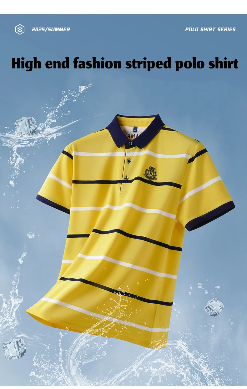 Fashion striped short sleeve men polo shirt summer trend brand letter embroidery design business casual breathable Paul T-shirt 11 Scf9822f1d30141e68467cb3f0b1e76adb