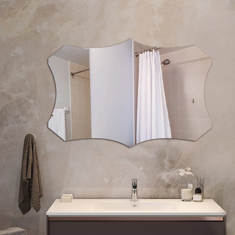Wall Sticker Mirror Wall Sticker DIY Creative Rectangle Mirror Wall Stickers Decoration for Bedroom Bathroom Living Room Girls Makeup Gift Home Decor