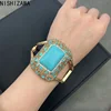NISHIZAWA Turquoise Bangles Geometric Square Hyperbole Turkish Women Bracelets Palace Style Jewelry Fashion Pulseras Mujer 1