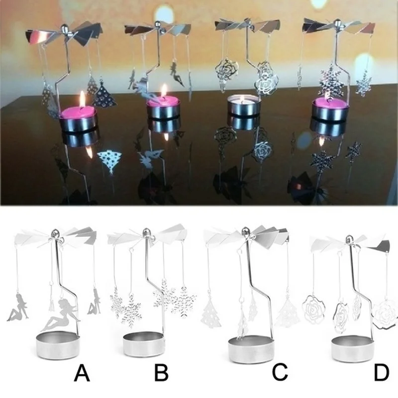 Christmas Decorations Christmas Decorations Spinning Rotary Metal Carousel Tea Light Candle Holder Stand Light Xmas Gift Candelabra for Home christmas decorations candle holders