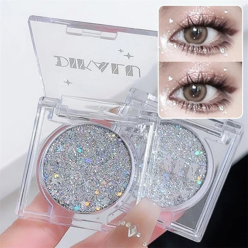 Monochrome Glitter Eyeshadow Gel Sequins Shadow Cream Face Hair Body Glitter Gel Heart Loose Sequins Festival Halloween Makeup 2