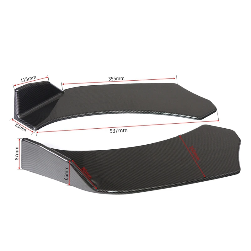 A019-4Pcs Universal Car Front Shovel Bumper Lip Splitter Chin ABS Spoiler Black