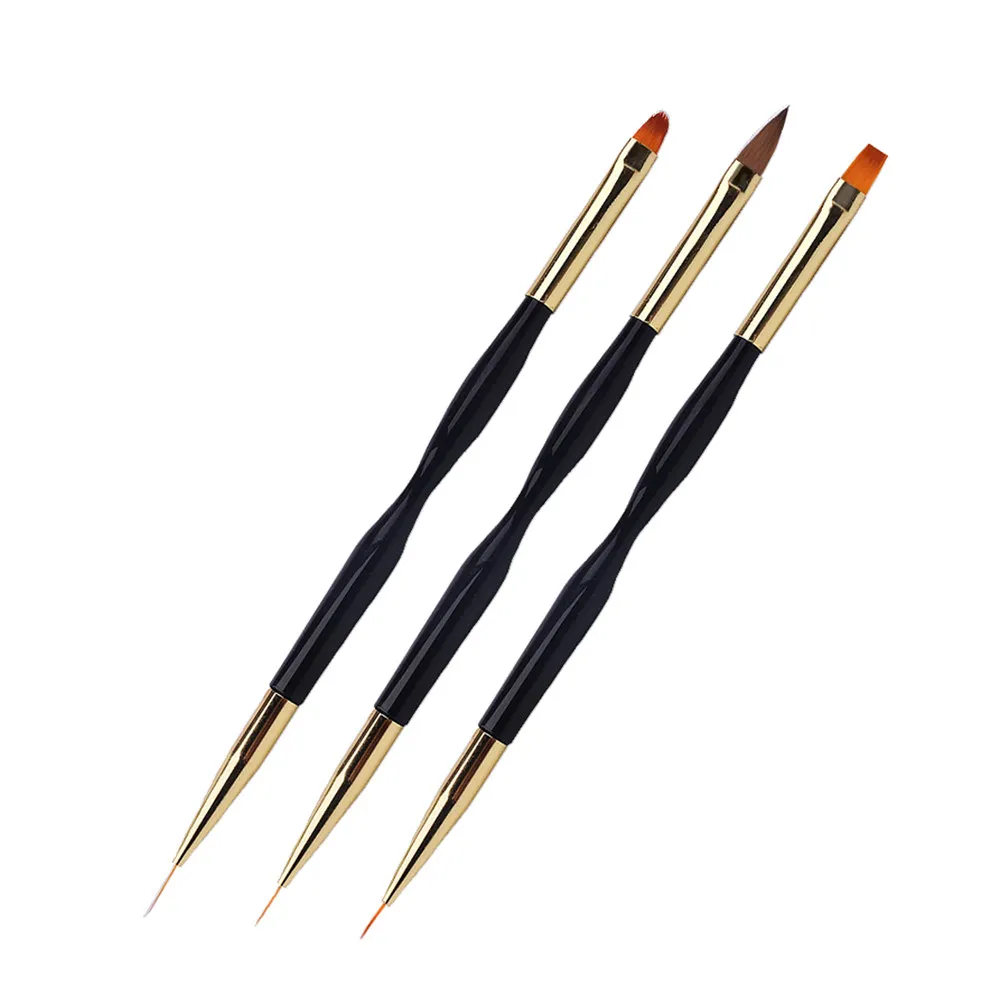 네일 아트 페인팅을 위한 3Pcs 더블 헤드 네일 브러쉬 미세한 선 그리기 꽃 패턴 경량 컴팩트 크리 에이 티브 세련된 선물