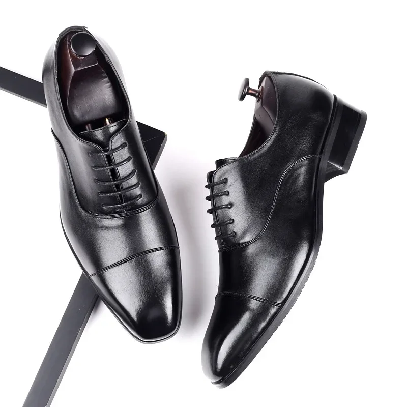 Men Dress Shoes Square Toe Gentlemen Leather Shoes Trendy Business Style Slip On Fashion
