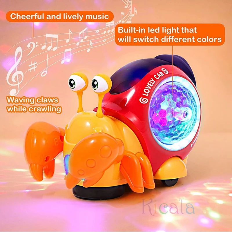 Crawling Crab Baby Toys With Music Light Up Interactive Musical Toys For Baby Dancing Crawling Toys Moving Toddler Toys 0 12 6