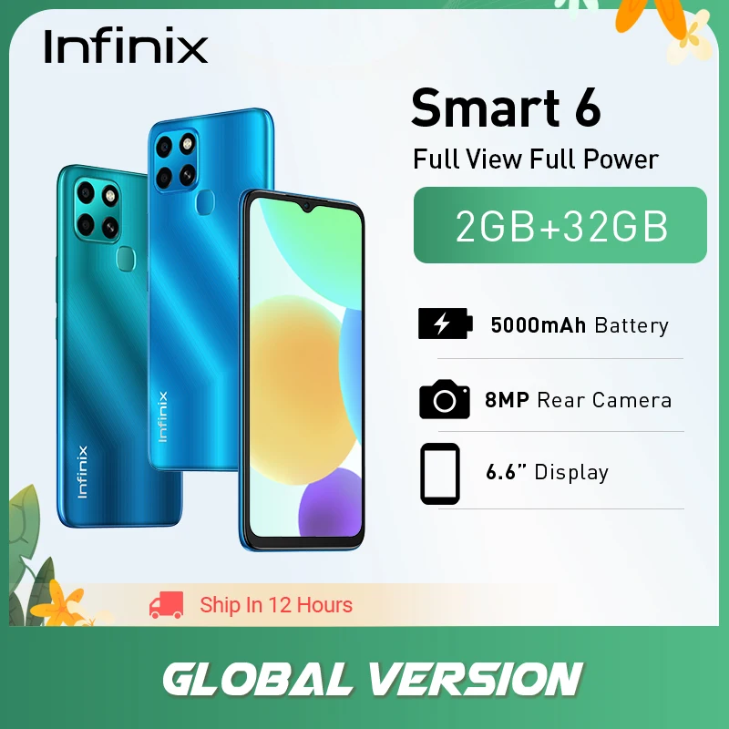 

Смартфон Infinix SMART 6, 5000 мАч, 2 + 32 ГБ, 6,6 дюйма, 8 МП