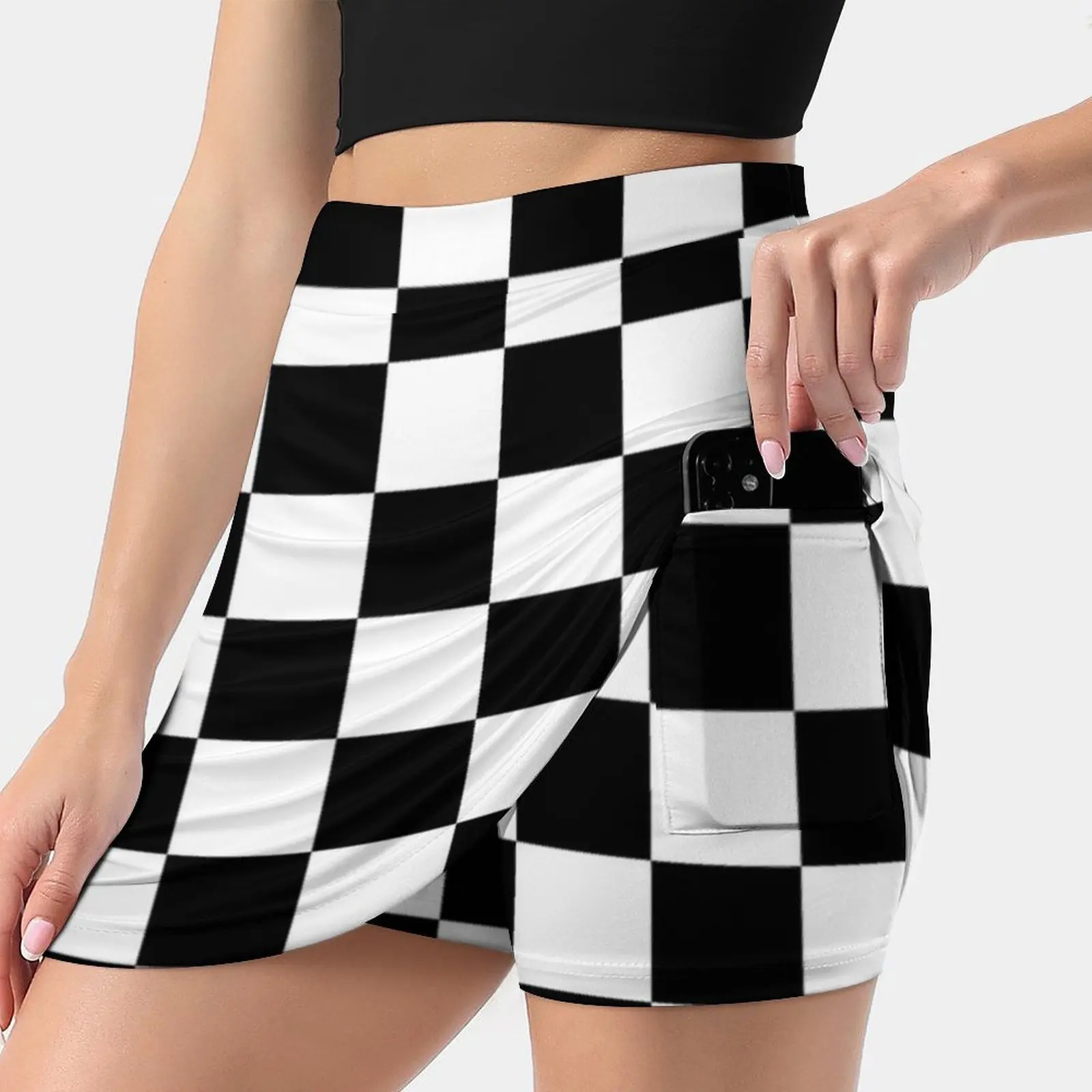 

Checkered Flag , Win , Winner , Chequered Flag , Motor Women's skirt Sport Skort Skirt With Pocket Fashion Korean Style Skirt