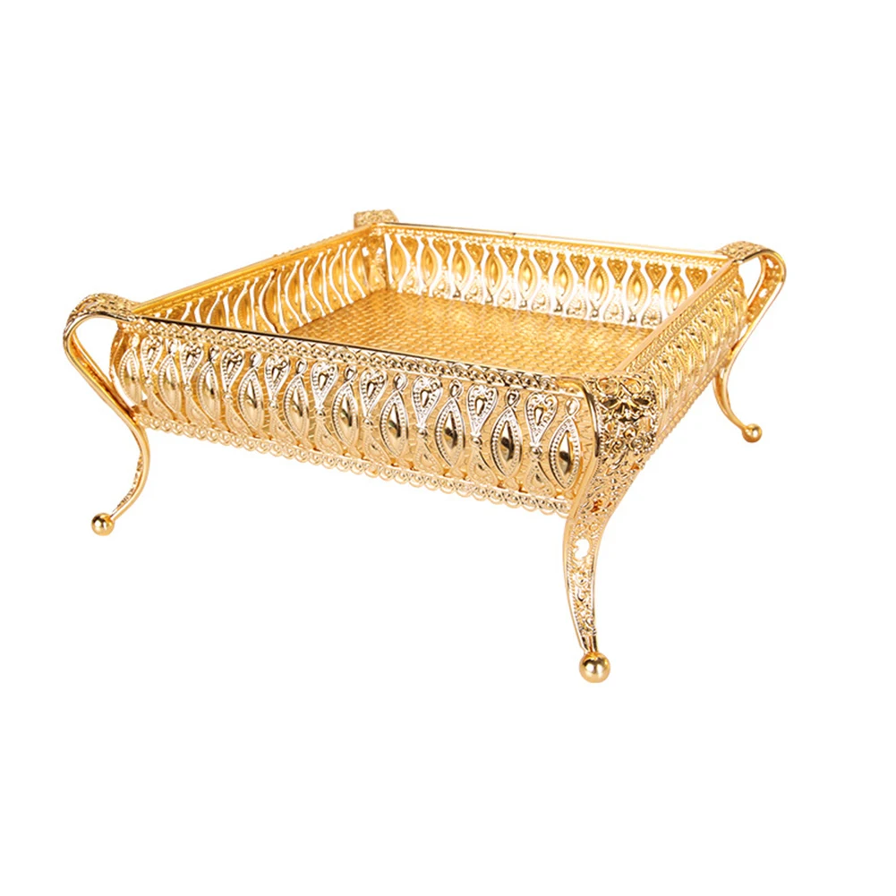 Nuts Storage Tray Home Candy Metal Wedding Golden Plate Table Cake Party Decorative Dessert Fruit Jewelry Display Dining Room |