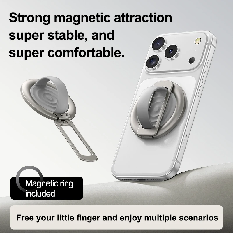액체 실리콘 손가락 링 폰 홀더 마그네틱 메탈 스탠드 (MagSafe 휴대폰 액세서리용) 360도 회전 알루미늄 브래킷