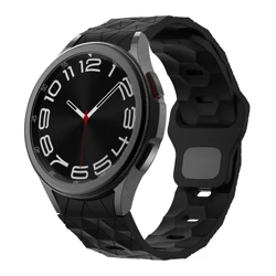 Football Pattern Soft Silicone Watch Strap Bracelet Band in Various Sizes for Galaxy Watch 4-5-6-7 (Black)
