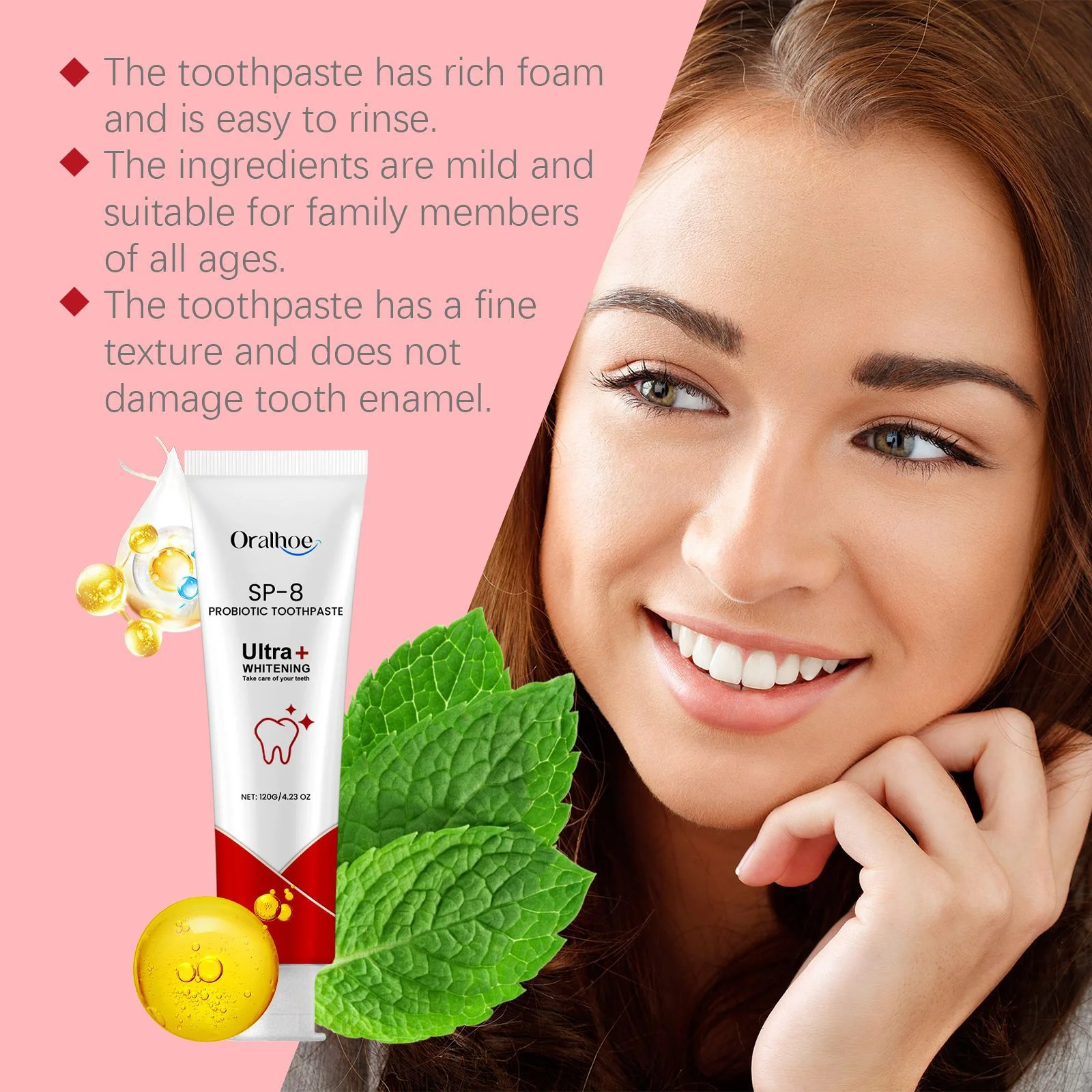 Sp-8 Probiotic Brightened Toothpaste Prevents Plaque Remove Stains Fresh Breath Deep Cleaning Tooth Whitening Product Oral Care teeth whitening product teeth health product