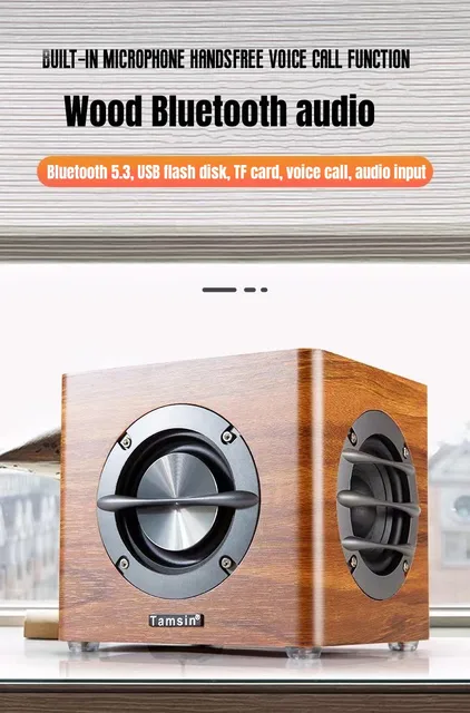 Wood Wireless Subwoofer Home Desktop Mobile Computer Speaker