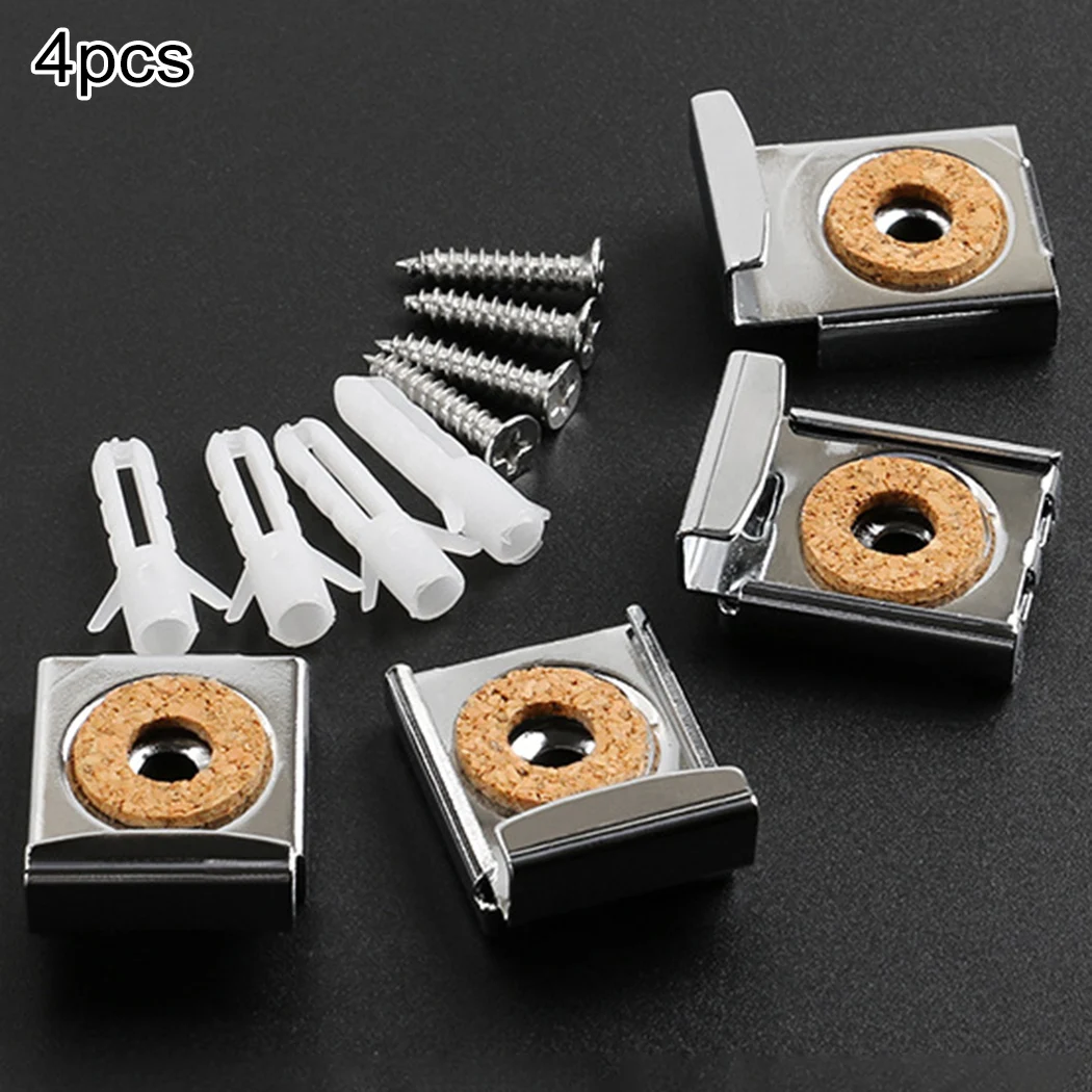 Mirror Fixing Kit 4pcs Bathroom Mirror Glass Wall Mounting Clips With Screws Hanger Brackets Hardware