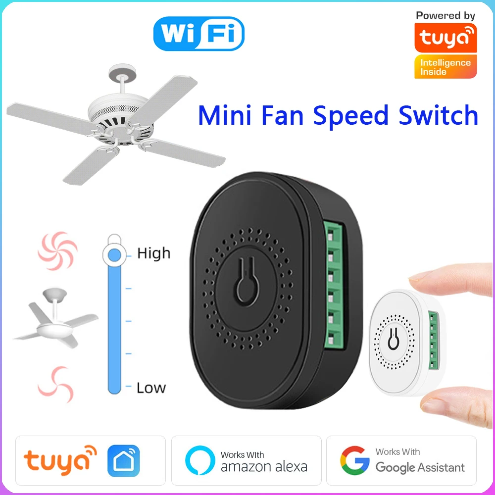 

Tuya Mini Fan Speed Switch WiFi Ceiling Fan Controller Smart Life APP Remote Timing Voice Control Works With Alexa Google Home