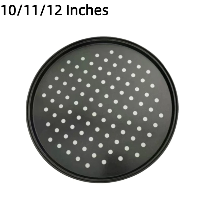 Carbon Steel Non-Stick Perforated Pizza Pan Set - 3-Piece Round Baking Tool for Crispy Crusts