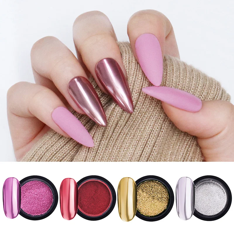 HNDO 6 in 1 Rose Manor Solid Mirror Chrome Powder Case Nail Glitter for  Nail Art Decoration Manicure Design Pigment Dust - AliExpress