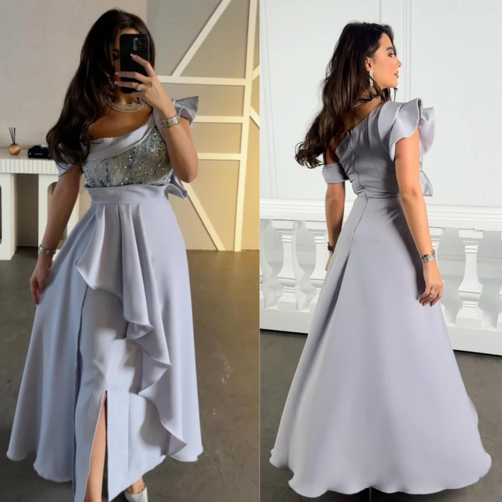 

Jiayigong Prom Fashion Simple One-shoulder A-line es Paillette Fold Chiffon Custom