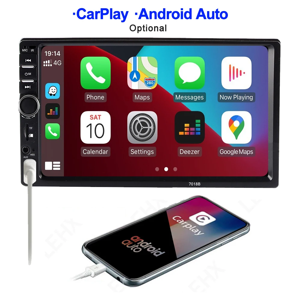 LEHX 2 Din 자동차 라디오 스테레오 FM 오디오 스테레오 MP5 플레이어 블루투스 7 터치 스크린 USB SD Autoradio Apple Carplay 안드로이드 Auto