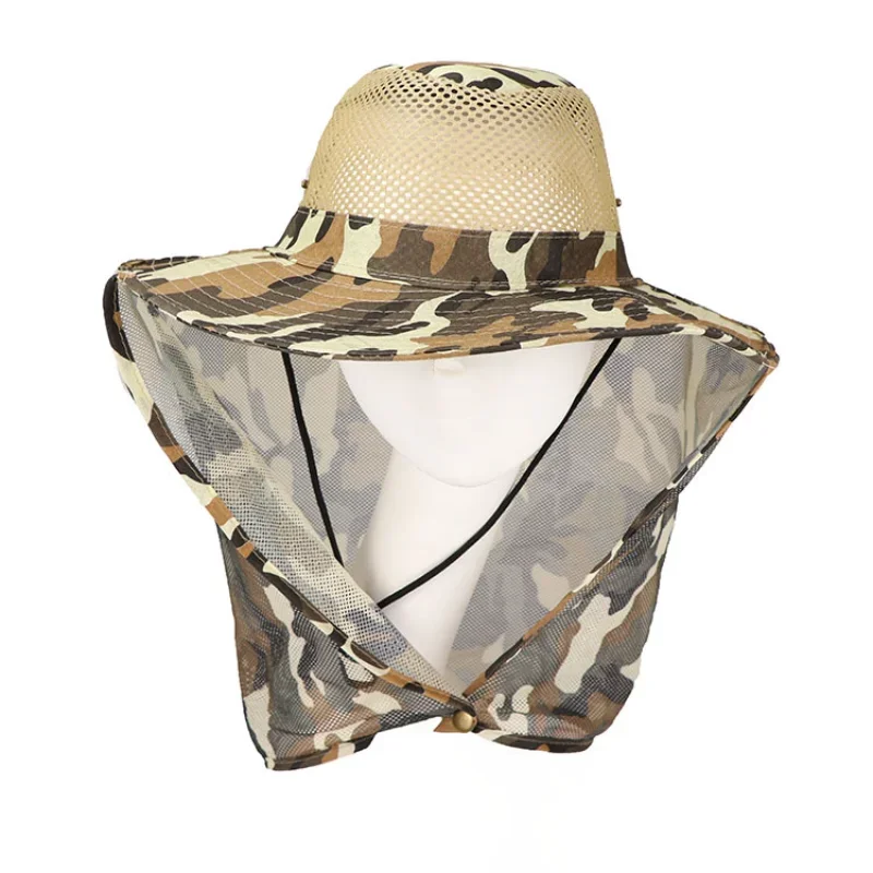 

Sunshade Mesh Breathable Mountaineering Hat Windproof buckle outdoor camouflage fisherman hat fishing jungle Large brim shading