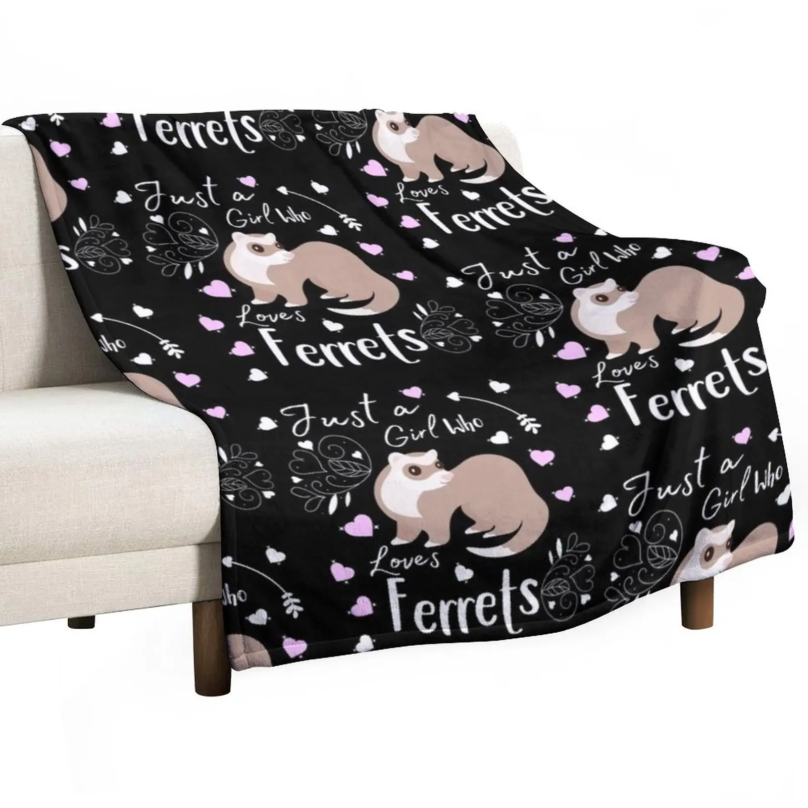 

Ferret Just A Girl Who Loves Ferrets Cute Ferret Lover Gift Throw Blanket Personalized Gift Multi-Purpose
