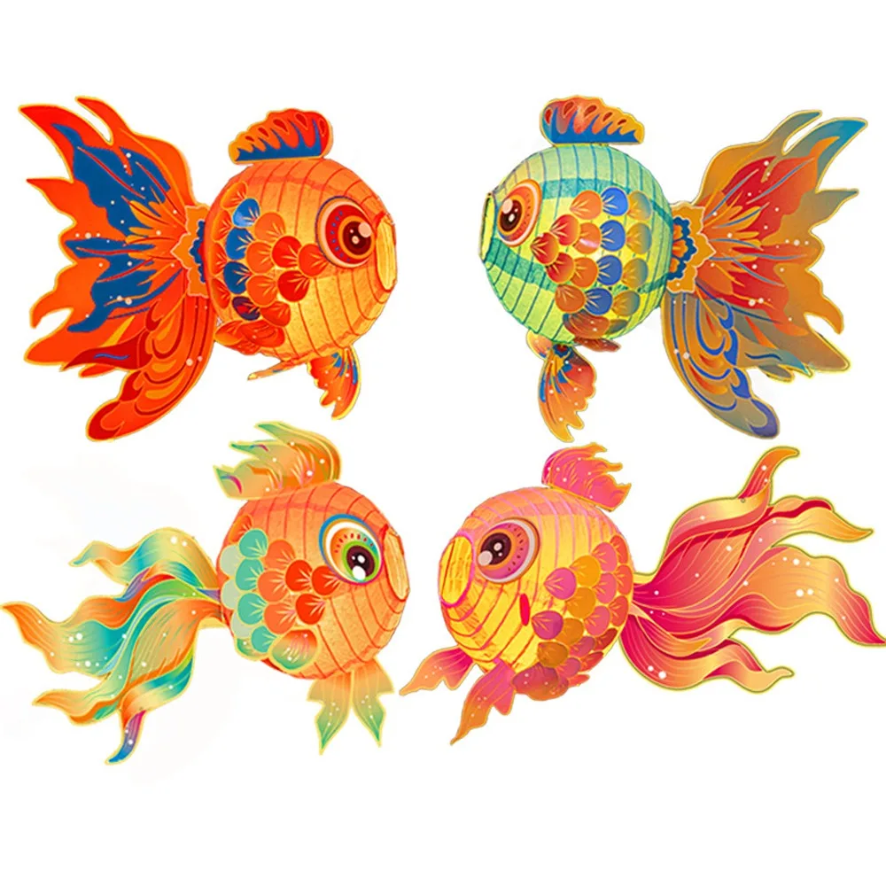 Fish-Shaped Mid-Autumn Festival Fish Lantern Handmade with Led Light Handheld Fish Lantern Blessings Good Luck