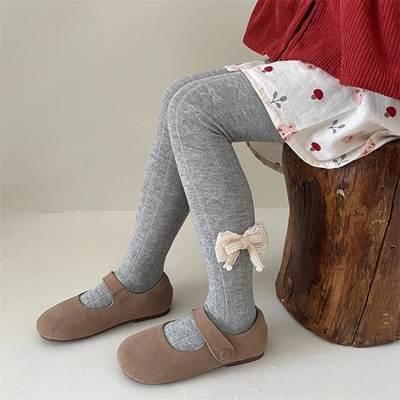 Lawadka Children's Tights For Girls Elegant Bow Baby Girls Tights Autumn Winter Soft Kids Tight Dancing Pantyhose 2-8Y Leggings