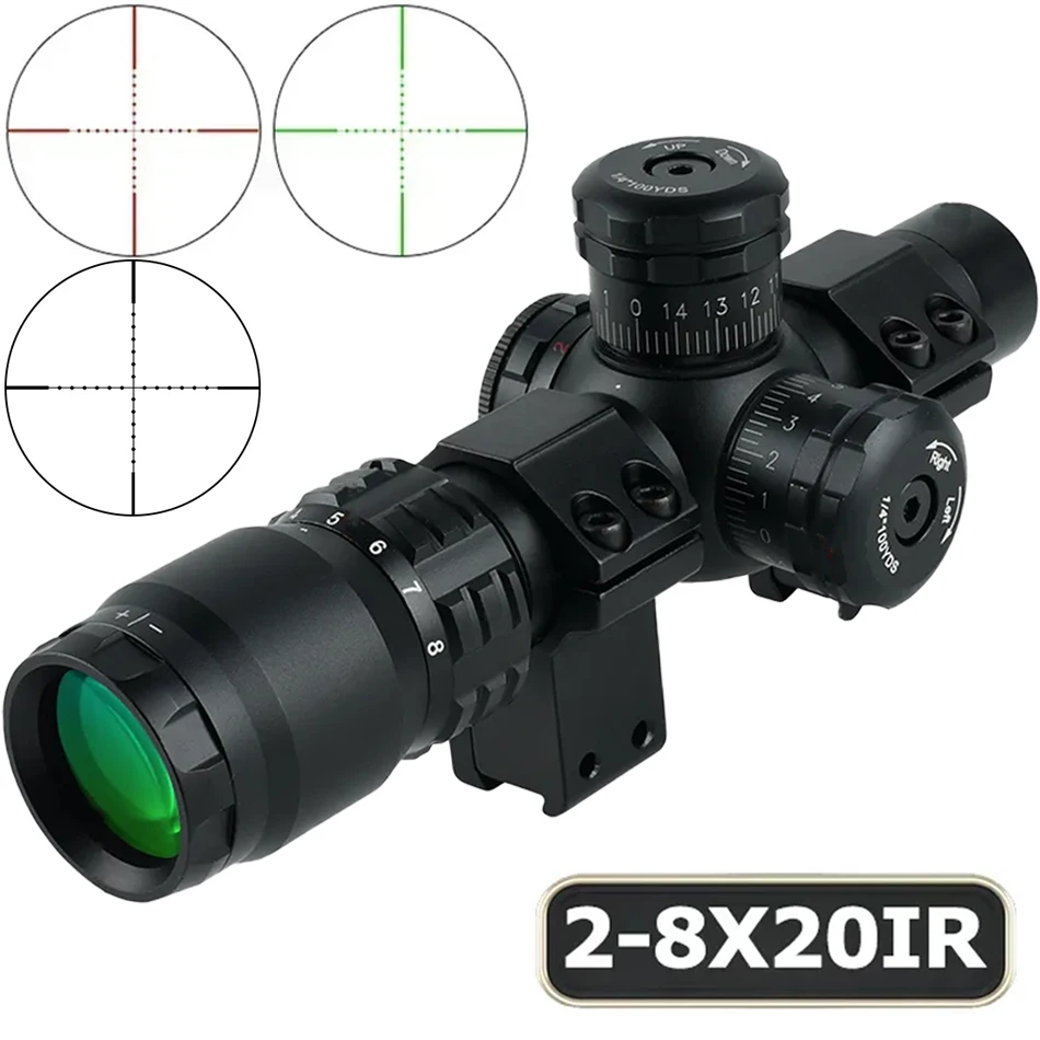 

Hunting Rifle Scopes 2-8x20IR Outdoor Shooting Riflescope Crossbow Short Red Green Sight Optical Tactical Air Rifle Scope