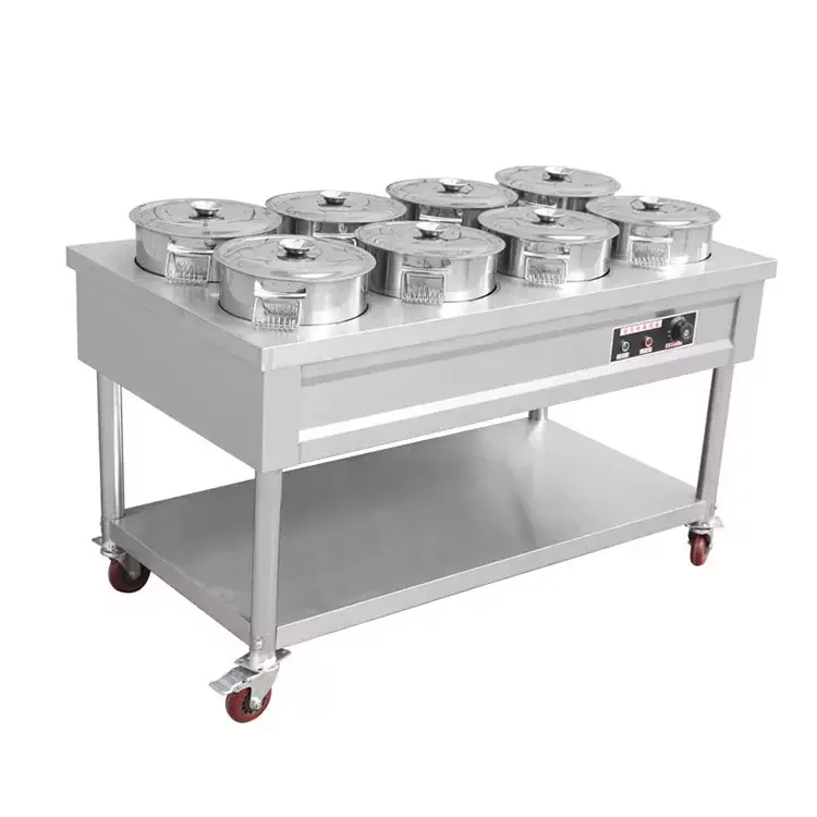 LYROE Freestanding Stainless Steel Electric Heating Thermal Food Porridge Soup Warmer Trolley Cart For Restaurant And Hotel