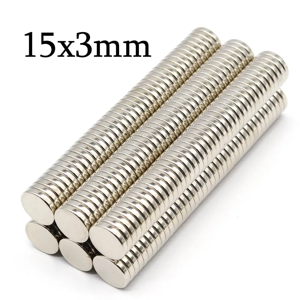 15 mm x 3 mm, superstarker runder Neodym-Magnet, leistungsstarke Magnete, N35, kleiner permanenter magnetischer NdFeB-Kühlschrankmagnet, 15 x 3 – Detail 1