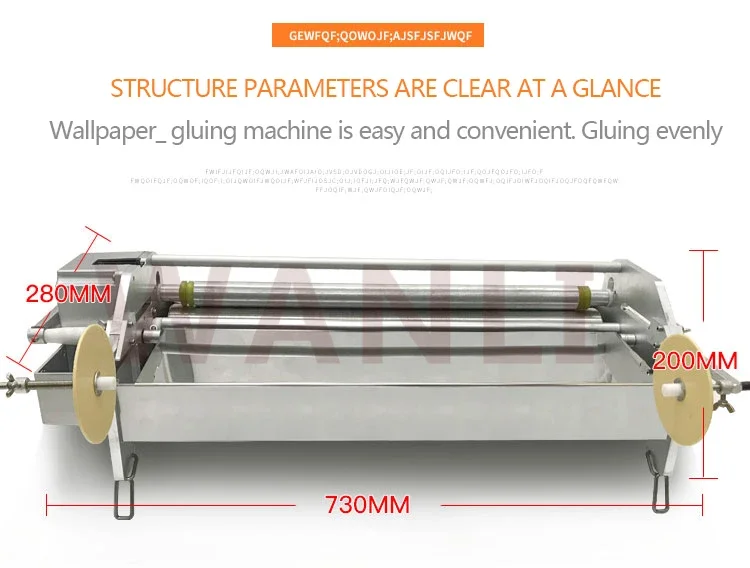 220v New 53cm Household Wallpaper Gluing Machine Manual Gluing Stainless Steel P