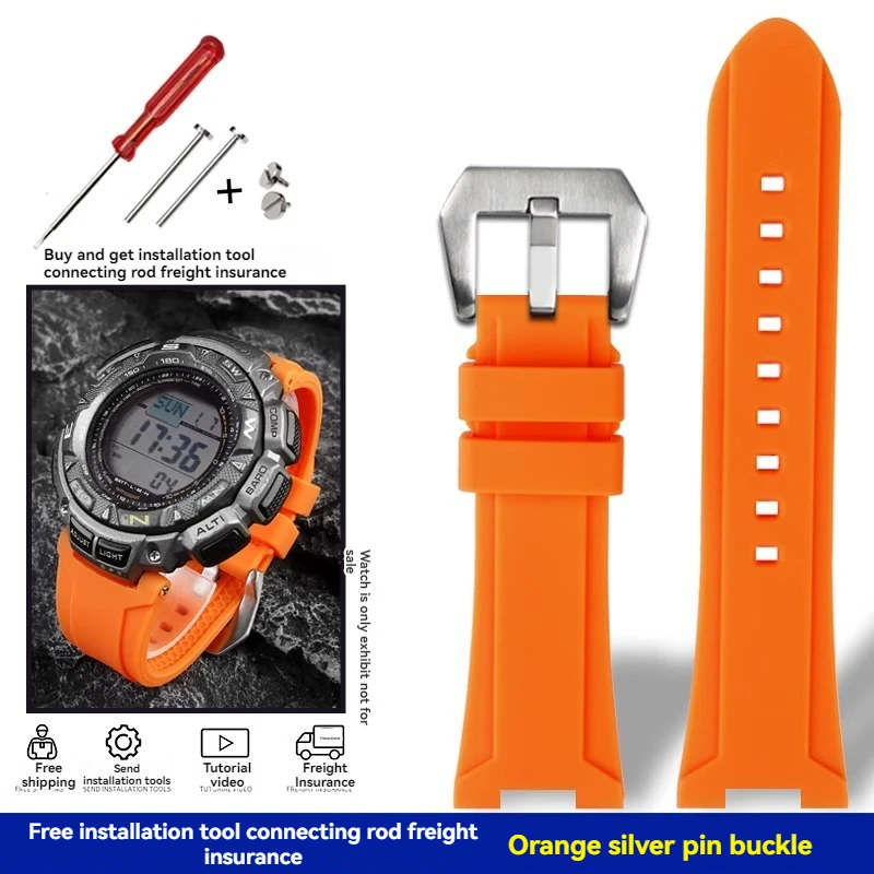 thumbnail image 1 of Correa de reloj de silicona de resina para Casio PRG-240 PRG-130Y/T PRW-1500 PRG-130, accesorios para deportes al aire libre, pulsera impermeable, 1 of 5