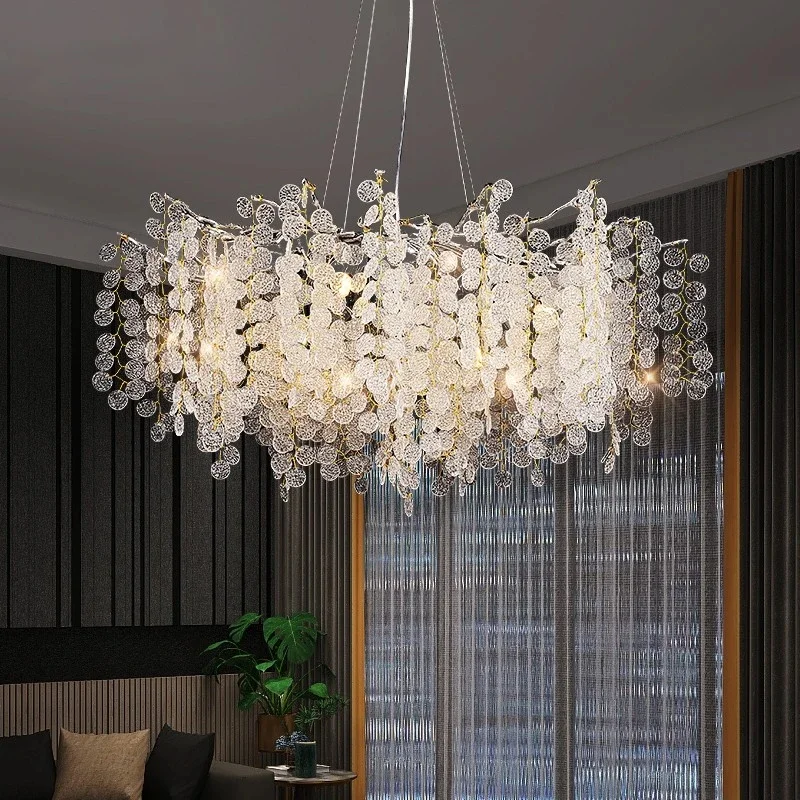 

Modern Branch G9 LED Pendant Light Crystals Large Size Sliver Long Cable Hanging Lamp for Villa Bar Cloth Shop Fixture Creative
