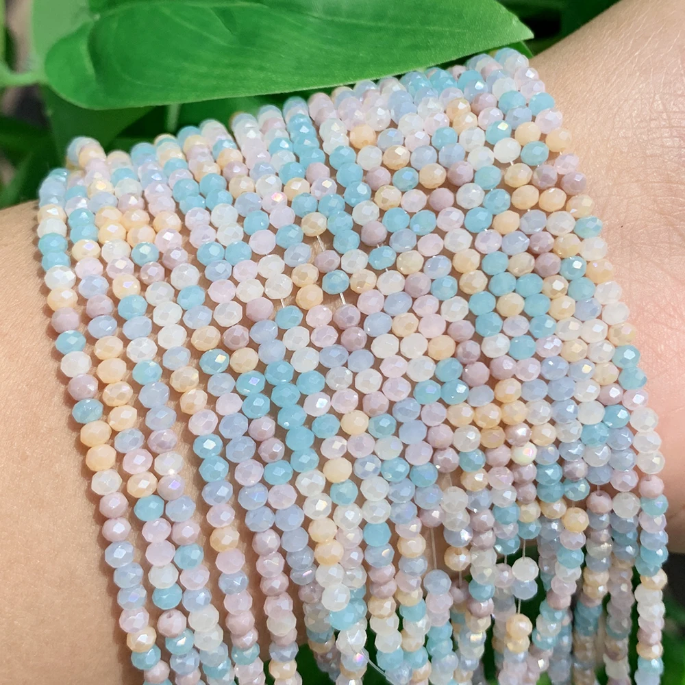 White Glass Seed Bead Bracelet with Faceted Beads