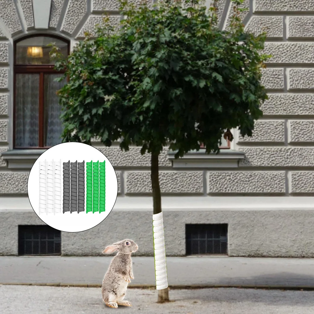 나무를 동물과 환경 손상으로부터 보호하는 나선형 디자인의 플라스틱 랩이 포함된 나무 줄기 보호대 9개