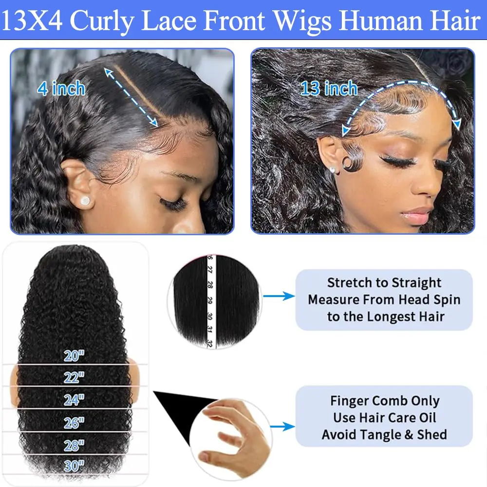 Deep Curly Lace Front Wigs Human Hair Pre Plucked 13x6 HD Lace Human Hair 13x4 Glueless Frontal Wigs For Woman Clearance Sale 4