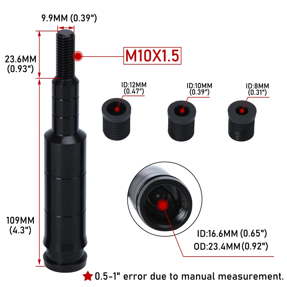 Universal M10x1.5 Aluminum Shift Knob Extender Extension Extend Adjustable Lever Gear Shifter Manual Gear Shifter Ex
