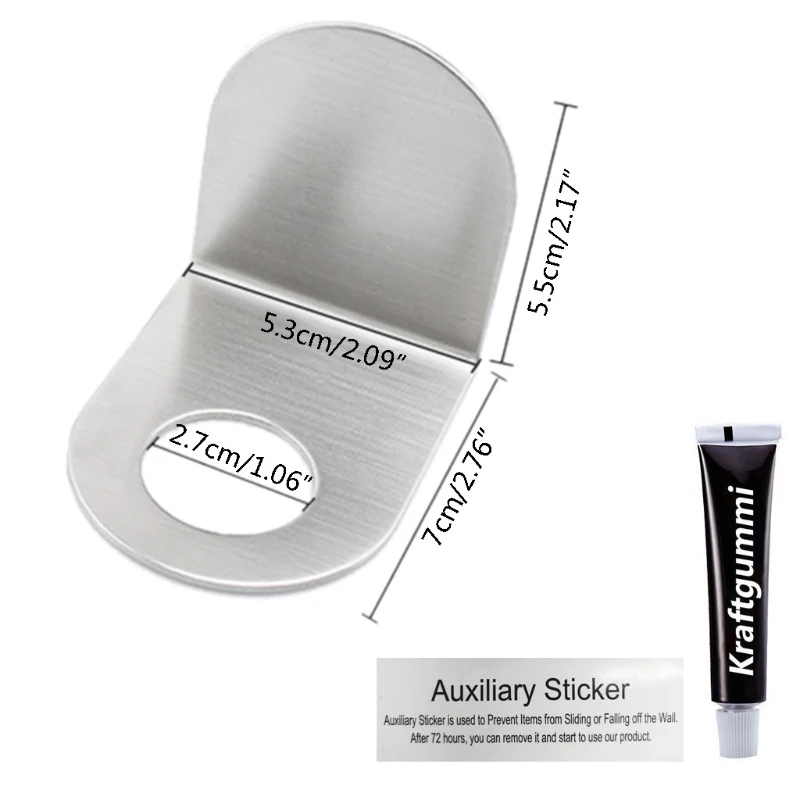 Stainless Steel Wall Mount Soap Shower Gel Dispenser Bottle Holder Hook