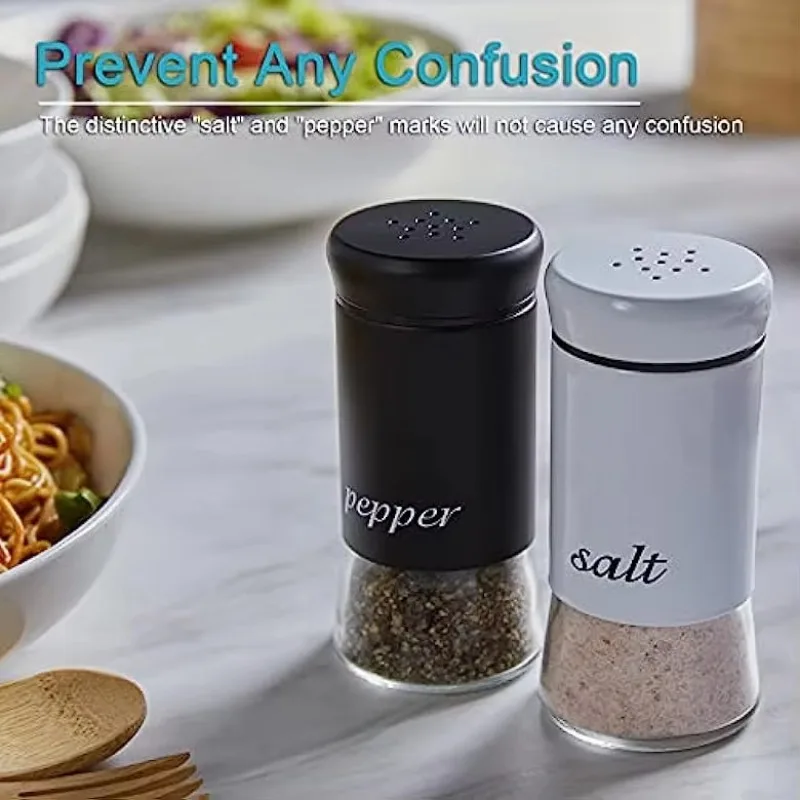 Salt and Pepper and Condiment Storage Container Shakers Set 2Pc Cute Modern Farmhouse Kitchen Decor for Home Restaurants Wedding spice jar seasoning jar