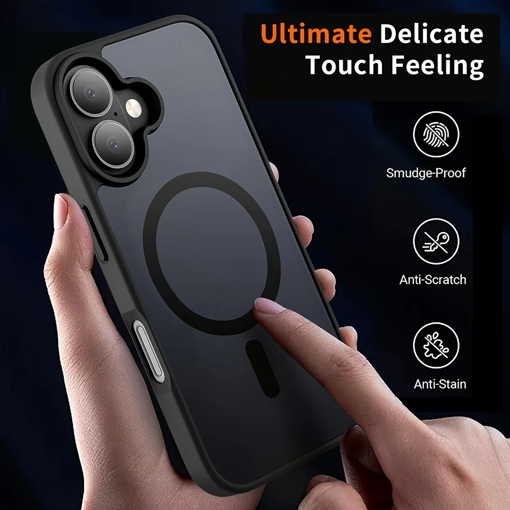 Luxury Magnetic Matte Translucent Armor Shockproof Case with Magsafe Wireless Charging Compatibility
