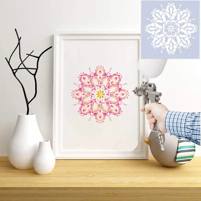Plantillas De Mandalas Reutilizables - Pack De 16, Tamaño 15x15 Cm, De Plástico PET Para Pintura Y Manualidades