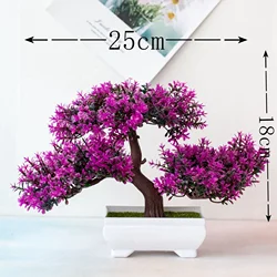 Elegant Miniature Artificial Bonsai Tree Ornament (Purple red)