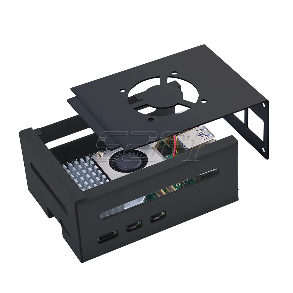 Raspberry pi Caixa de Metal com Escritório Cooler Ativo Suporte de Ventilador Pcle M.2 Escudo Nvme Top X1001 X1000 N04 N05 52pi - Imagem 4