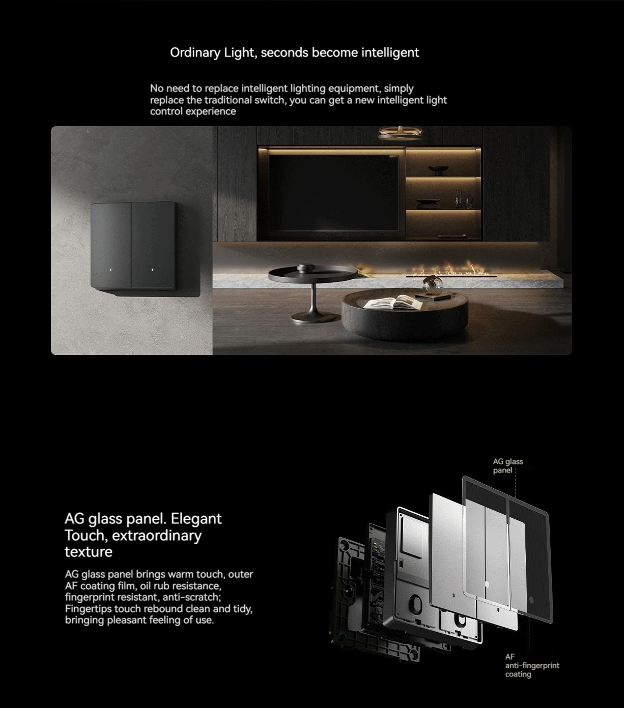 Xiaomi Smart Switch Pro Wireless Wall Switch Neutral Line Live Switch AG Glass Panel For Mijia APP Control Smart Home Linkage