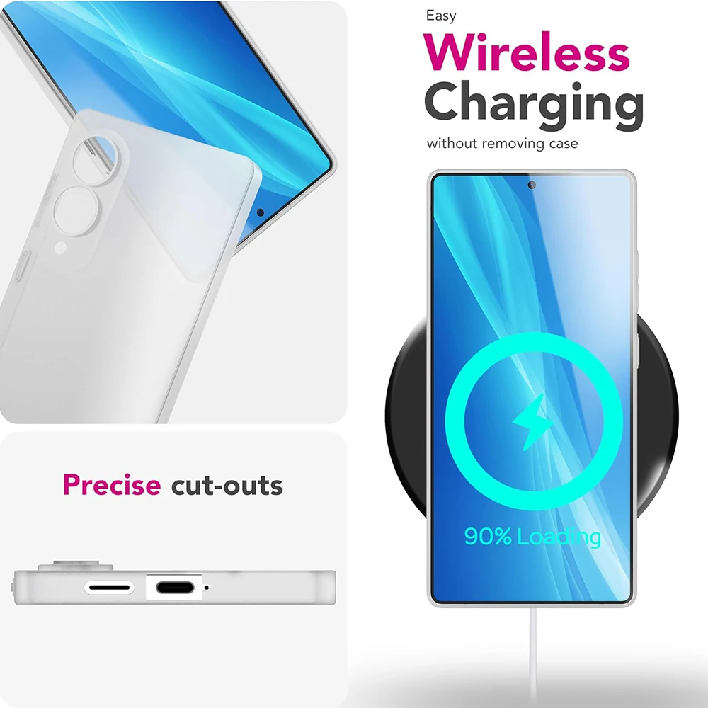 Ultra Thin Transparent Matte Soft Silicone Case - White & Black Cover
