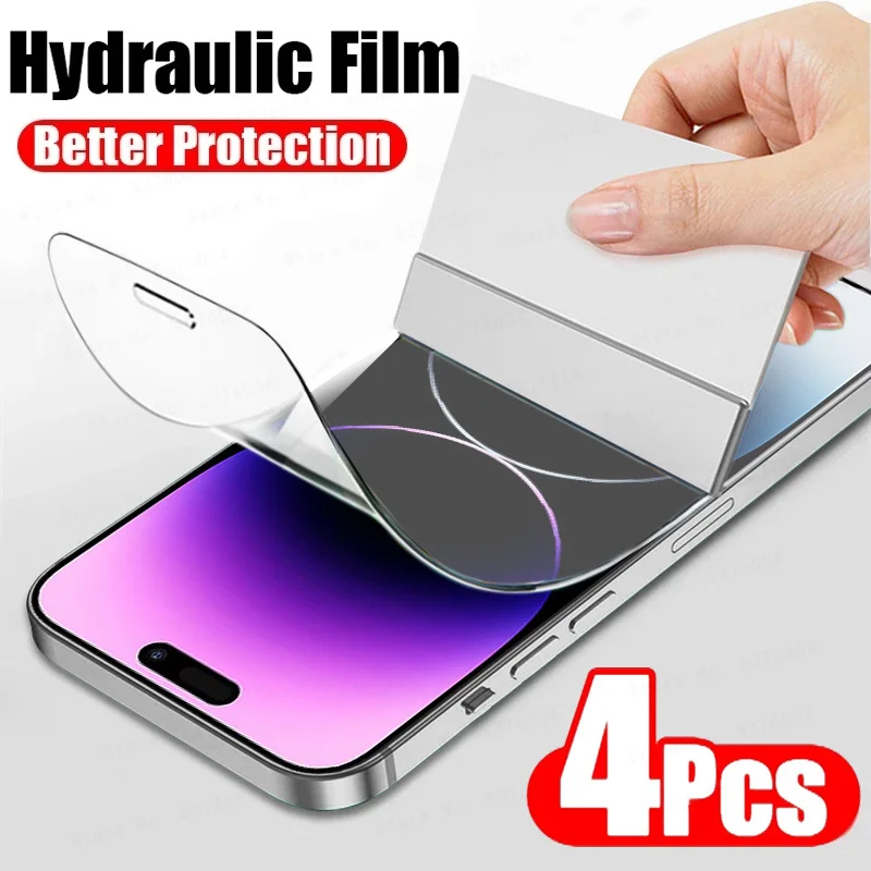 4pcs Full Cover Hydrogel Screen Protector For Iphone 14 13 12 11 Pro