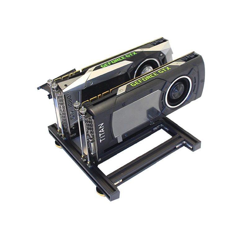 

DIY Dual Graphics Card Bracket Frame Aluminum Base GPU External Support Adjustable SLI ATX Power Stand