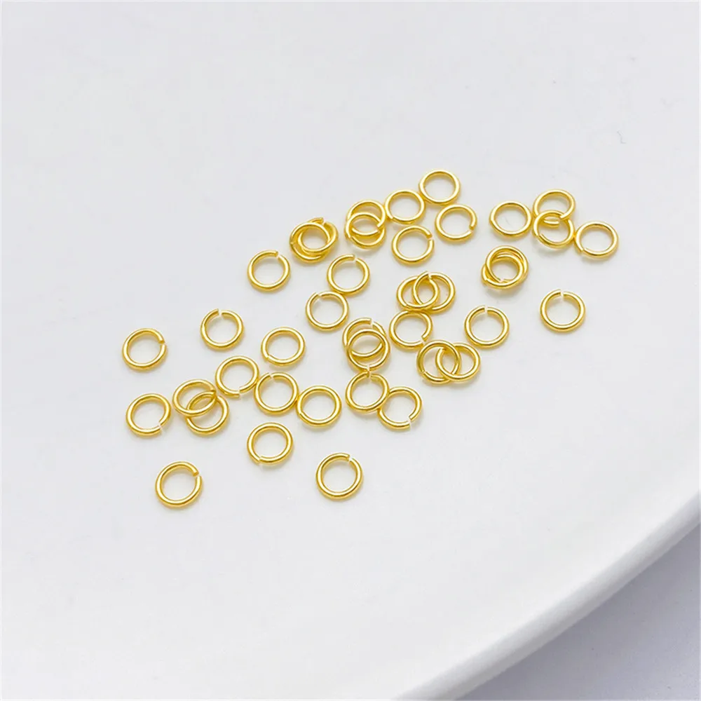 

S925 Sterling Silver Plated 18K Gold Open Loop Closed Loop Single DIY Bracelet Necklace Connection Ring Headpiece Accessories