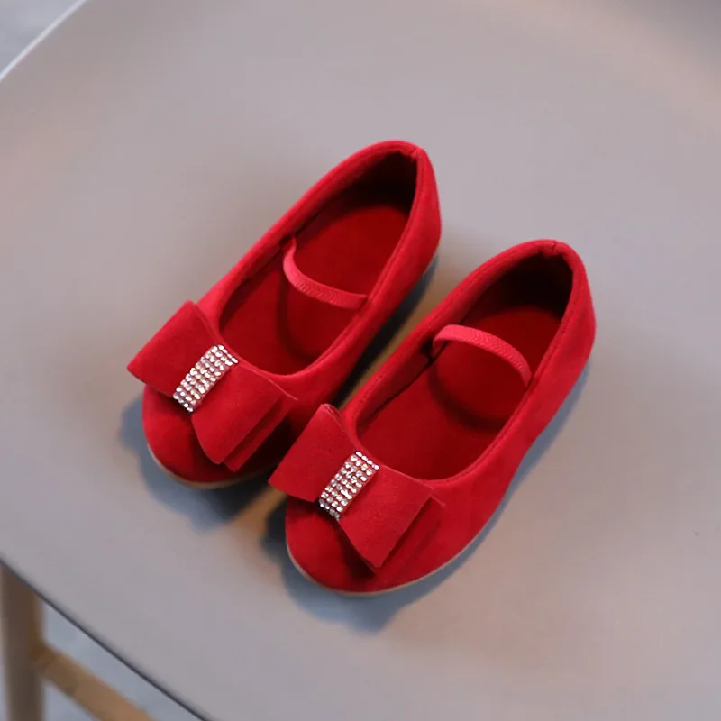 Kids Cute Shoes for Girl Princess Shoes Autumn Fashion Bow Sequins Children Girls Party Flat Heels Size 21-36 SP132