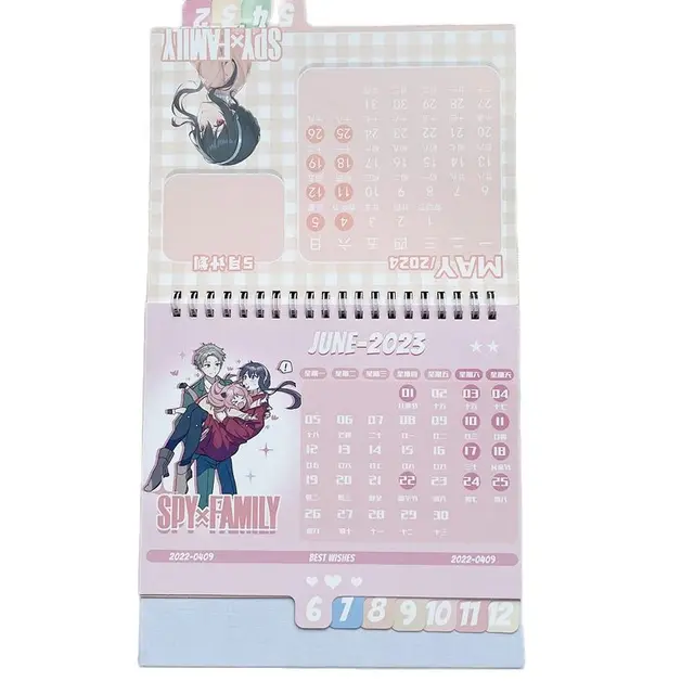 Venda 2023 spyxfamily criativo calendário de mesa anime bonito decoração do  ambiente de trabalho notas de calendário presente loid falsário anya  falsário yor falsário > Calendários Do Advento 